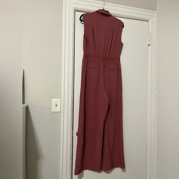 Athleta Brooklyn Heights Wide Leg Jumpsuit in Berry Rose Pink (8P) - Picture 3 of 4
